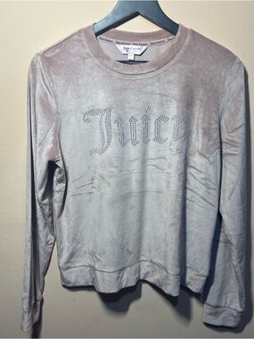 Juicy Couture Velour Rhinestone Logo Sweatshirt Pink NWT M